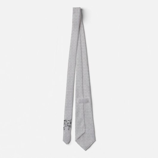 Fractal swirl elephant - grey, black and white ネクタイ (裏面)