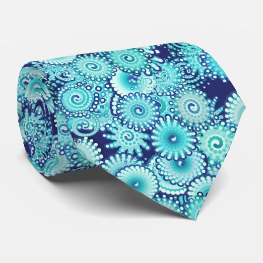 Fractal swirl pattern, shades of denim blue ネクタイ (ロール)
