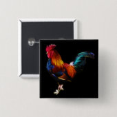 FractaliusのLeghornのオンドリ 缶バッジ (正面&裏面)