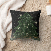 Fractalius/緑の木および星の装飾用クッション クッション (ブランケット)