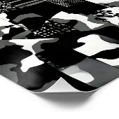 "Fractura" - 黒と白のカモフラージュ パターン ポスター (コーナー)