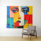 "Fractured Realities" – An Abstract Portrait タペストリー (インサイチュ(横))