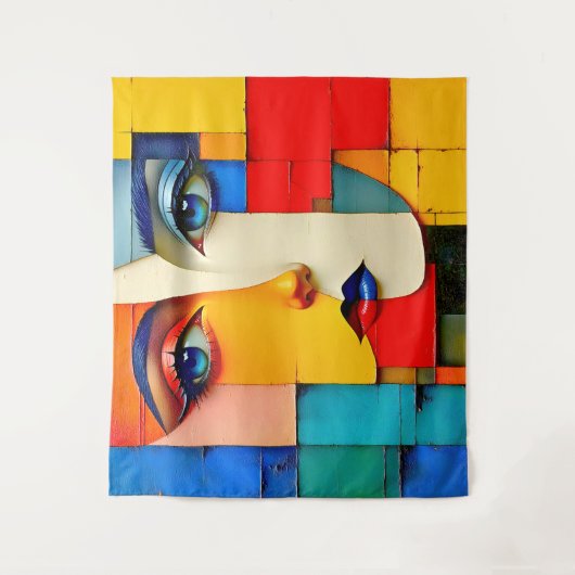 "Fractured Realities" – An Abstract Portrait タペストリー (正面)