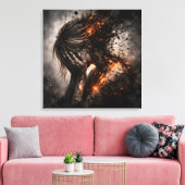 Fractured Soul: Internal Anguish Square Canvas キャンバスプリント (インサイチュ (リビング))