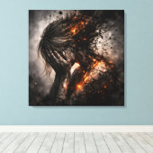 Fractured Soul: Internal Anguish Square Canvas キャンバスプリント (インサイチュ (ウッドフロア))