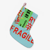 FRAGILEマーク - ひんやり破れたペンキ スモールクリスマスストッキング (正面 (吊り時))