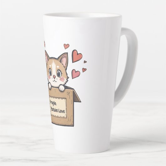 Fragile: Contains Love カフェラテマグ (右アングル)