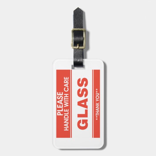 Fragile Glass Handle With Care Warning ラゲッジタグ (正面縦)
