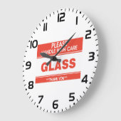 Fragile Glass Handle With Care Warning ラージ壁時計 (傾斜)