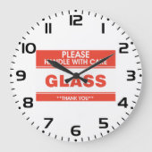 Fragile Glass Handle With Care Warning ラージ壁時計 (正面)