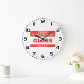 Fragile Glass Handle With Care Warning ラージ壁時計 (ホーム)