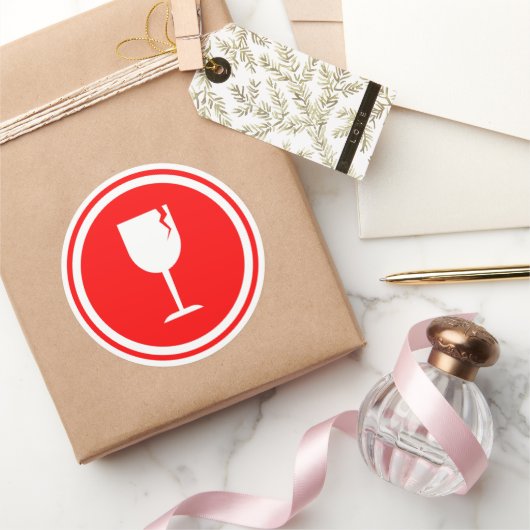 Fragile Glass Stickers for Shipping ラウンドシール (ギフト)