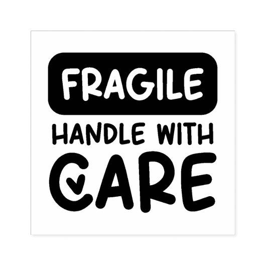 FRAGILE Handle With Care Heart ラバースタンプ (インプリント)