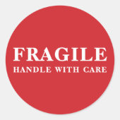 Fragile Handle With Care Red Shipping Sticker ラウンドシール (正面)