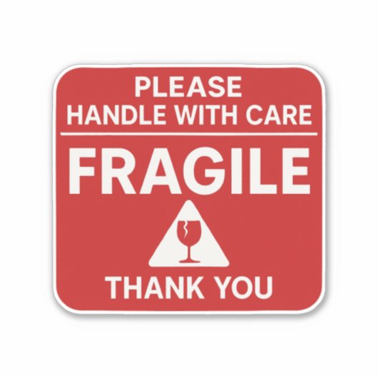 Fragile Handle With Care Shipping Label Design シール (正面)
