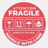 Fragile Handle With Care Shipping Sticker ラウンドシール (正面)
