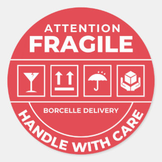 Fragile Handle With Care Shipping Sticker ラウンドシール