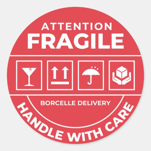 Fragile Handle With Care Shipping Sticker ラウンドシール (正面)