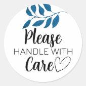 Fragile please handle with care with leaf ラウンドシール (正面)