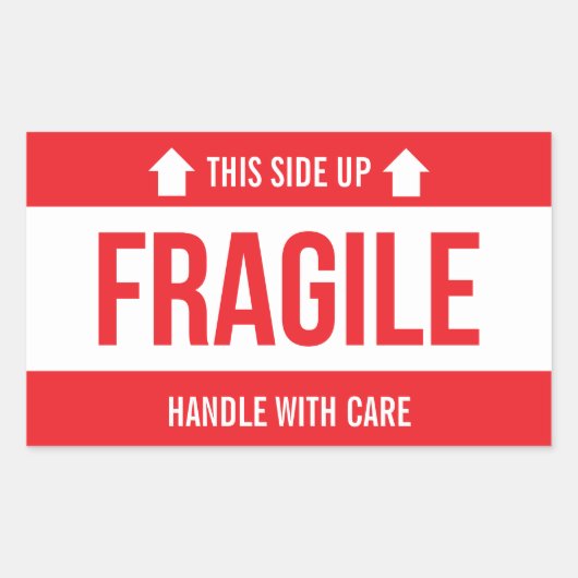 Fragile This Side Up Handle With Care 長方形シール (正面)