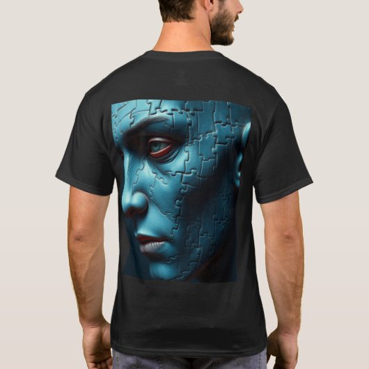 Fragmented Mind: Jigsaw Puzzle Head Tシャツ (裏面)