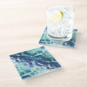 fragments of memories - cobalt blue and mint teal ガラスコースター (アングル)