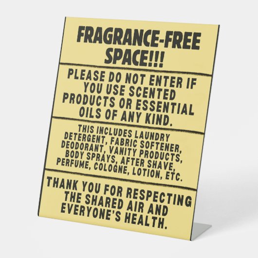 Fragrance-Free Desk Sign 台座サイン (正面)
