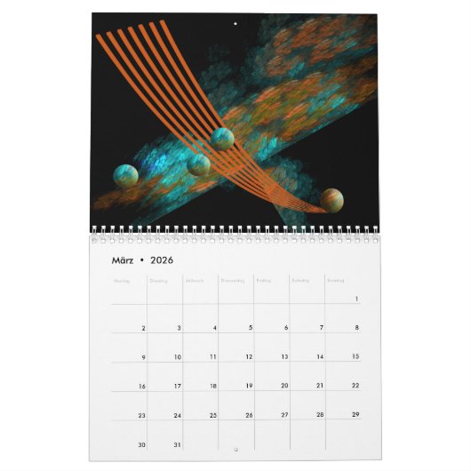 Fraktal-Kunst カレンダー (3月 2026)