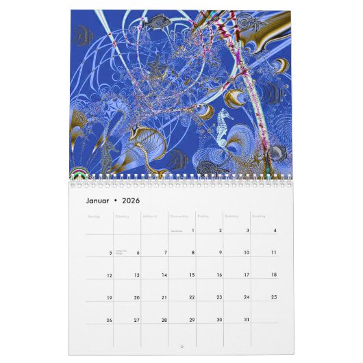 Fraktal-Kunst カレンダー (1月 2026)
