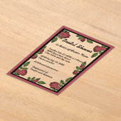 Frame and Red Roses Bridal Shower アクリル招待状 (レイダウン)