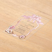 Frame Bow Cowgirl Wester Striped Baby Shower  アクリル招待状 (レイダウン)