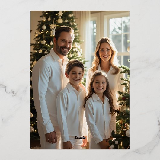 Frame Foil Christmas Card Template Customize Green 箔シーズンカード (裏面)