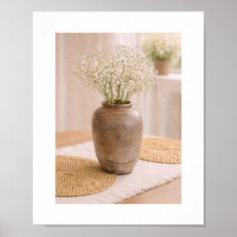 Frame Ready Art Baby’s Breath Neutral Farmhouse ポスター