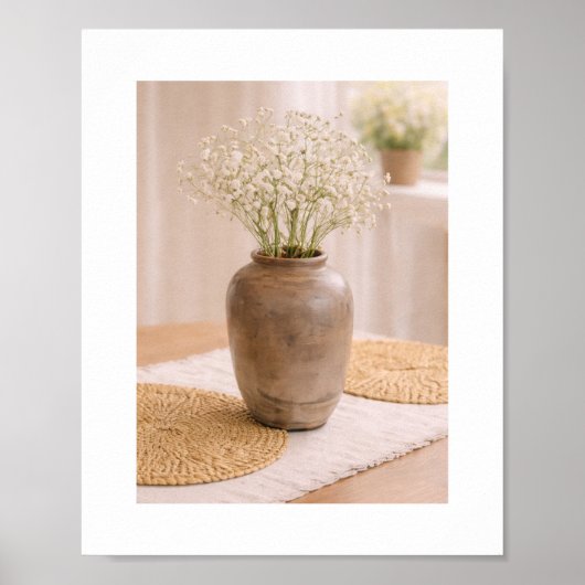 Frame Ready Art Baby’s Breath Neutral Farmhouse ポスター (正面)