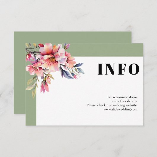 Frame with rhododendron branch and flowers wedding エンクロージャーカード (正面/裏面)