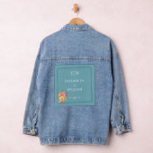 Frame with Roses, Wedding style on retro blue デニムジャケット (ハンガー)