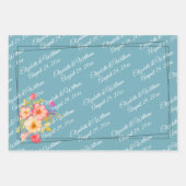  Frame with Roses, Wedding style on retro blue ラッピングペーパーシート (正面)