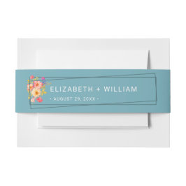  Frame with Roses, Wedding style on retro blue 招待状ベリーバンド