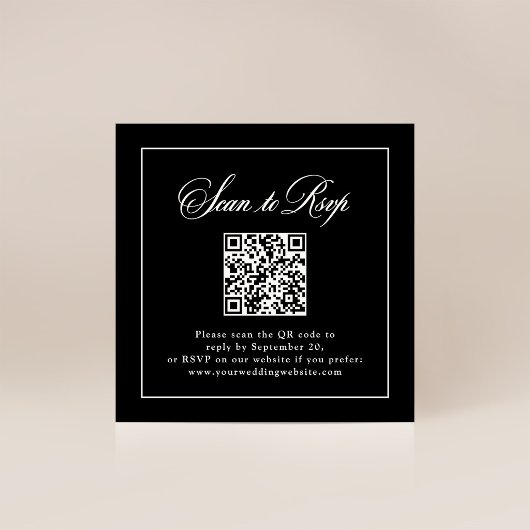 Framed Black Italian Elegance | RSVP with QR Code エンクロージャーカード