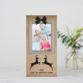 Framed Burlap Reindeer 素朴 – フォトカード シーズンカード (スタンド正面)