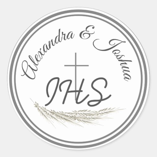 Framed Catholic Bible 結婚 Verse's ラウンドシール (正面)