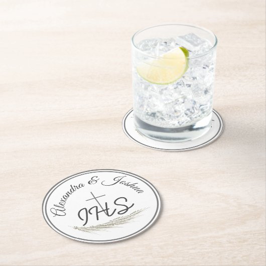 Framed Catholic Bible 結婚 Verse's ラウンドペーパーコースター (インサイチュ)