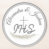 Framed Catholic Bible 結婚 Verse's ラウンドペーパーコースター (正面)