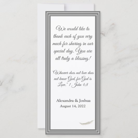 Framed Catholic Bible Verse Themed Menu Card (裏面)