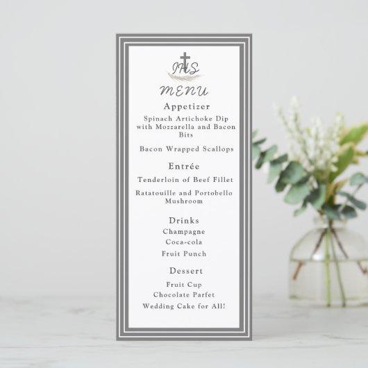 Framed Catholic Bible Verse Themed Menu Card (スタンド正面)