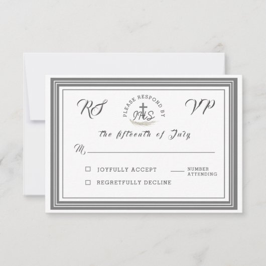 Framed Catholic Bible Verse Wedding RSVPカード (正面)