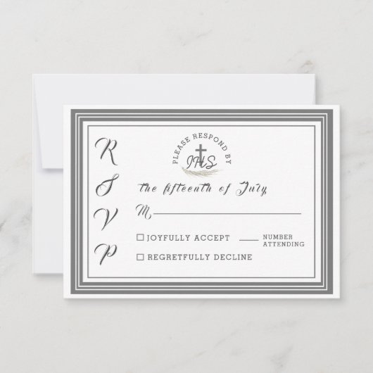 Framed Catholic Bible Verse Wedding RSVPカード (正面)