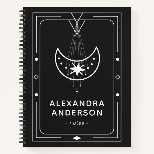 Framed Celestial Starry Crescent Moon  ノートブック (正面)