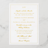 Framed Elegant Monogram Gold Foil Wedding Invite 箔招待状 (正面)