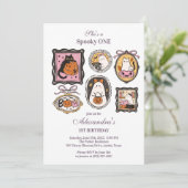 Framed Ghost & Cat Halloween 1st Birthday 招待状 (スタンド正面)